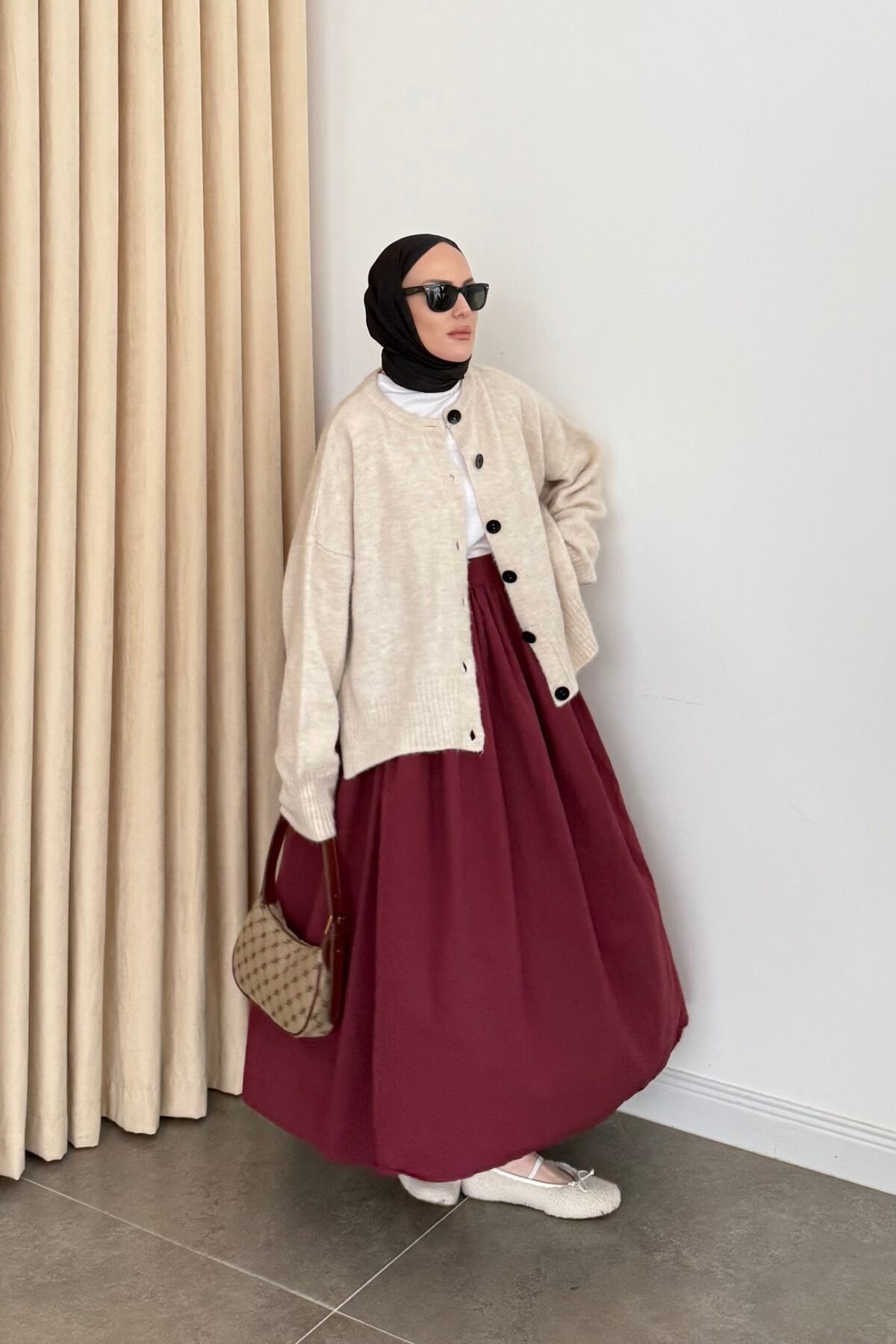 Massimo Model Oversize Hırka Bej