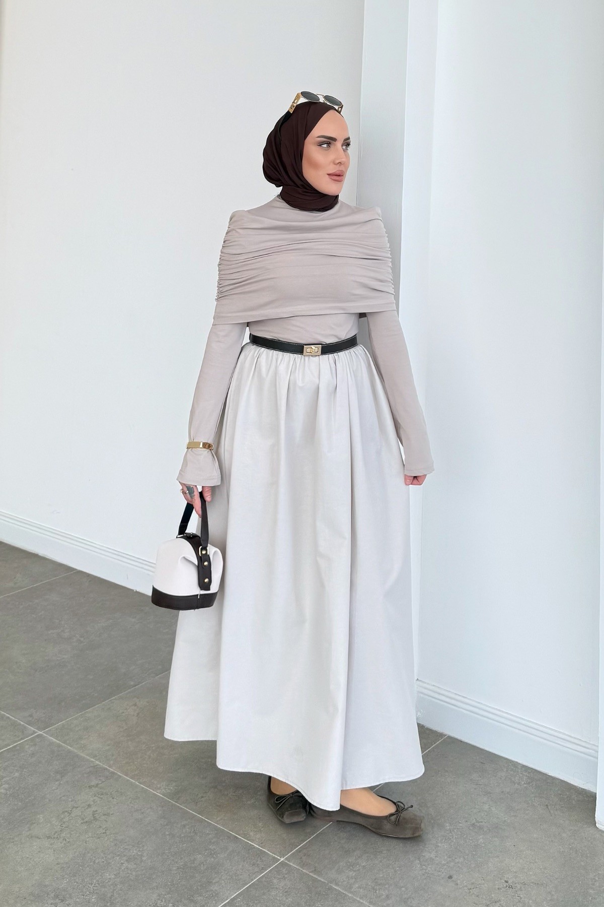 Drape Farah Elbise Taş