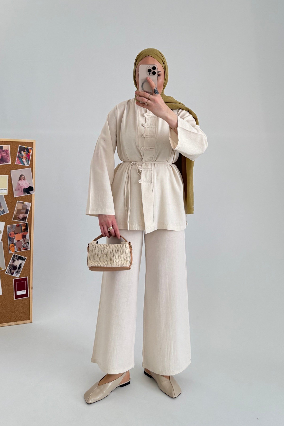 Linen Natural Keten Takım Bej 