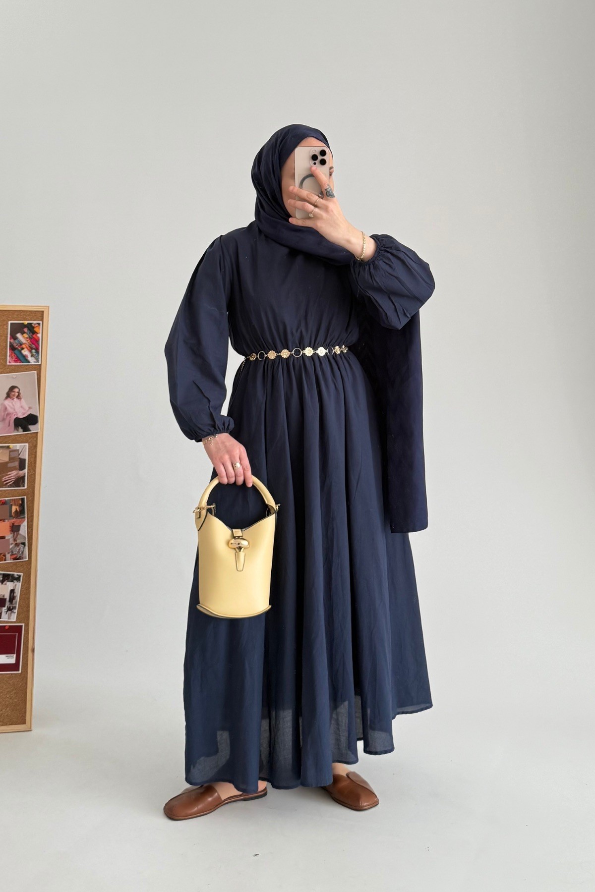 Sarah Premium Vual Elbise Lacivert