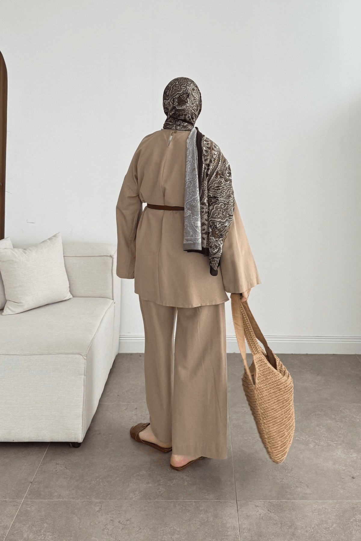 Basic Premium Keten Takım Bej