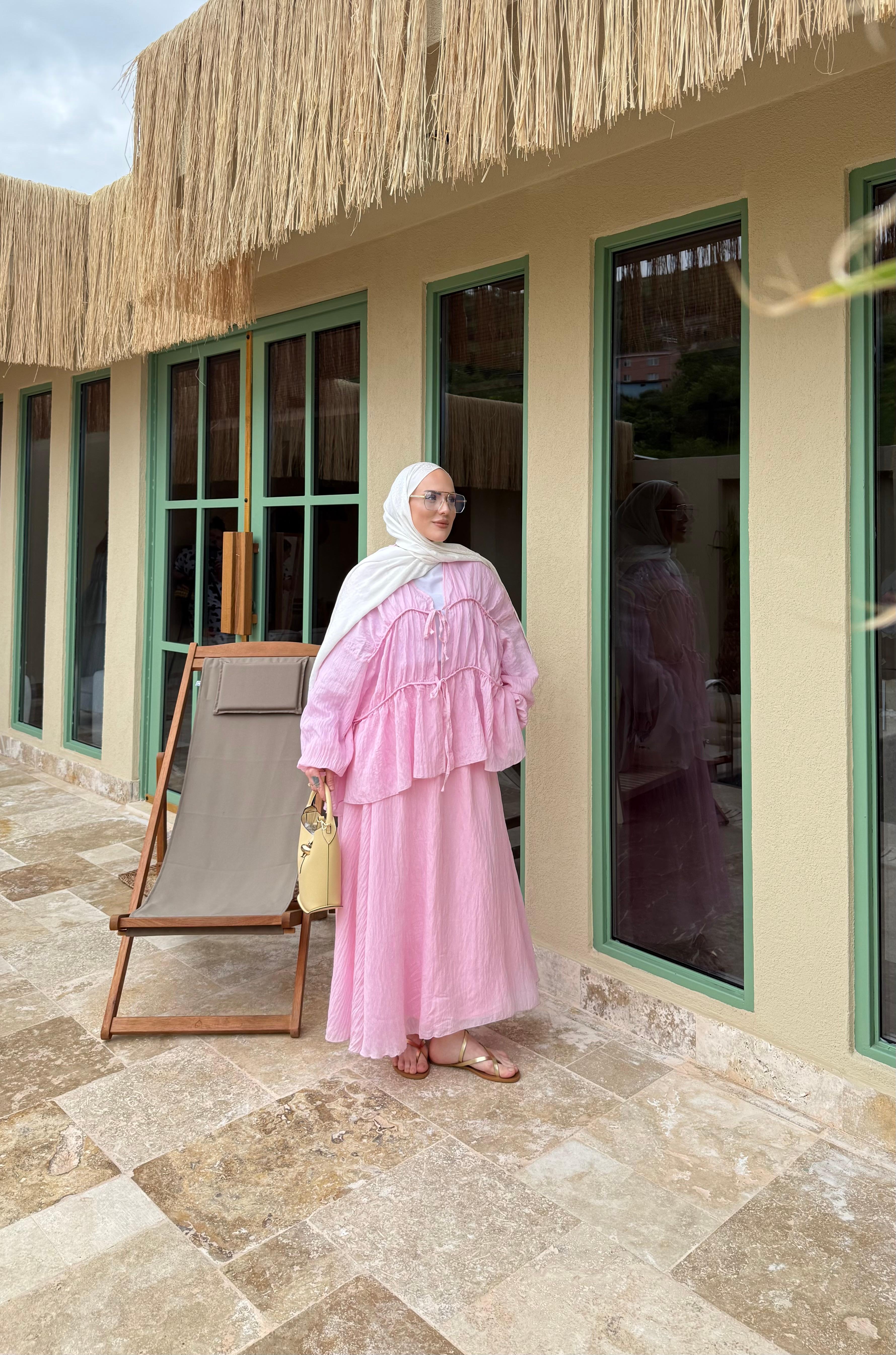 Hm Model Fırfırlı Elbise Pembe 