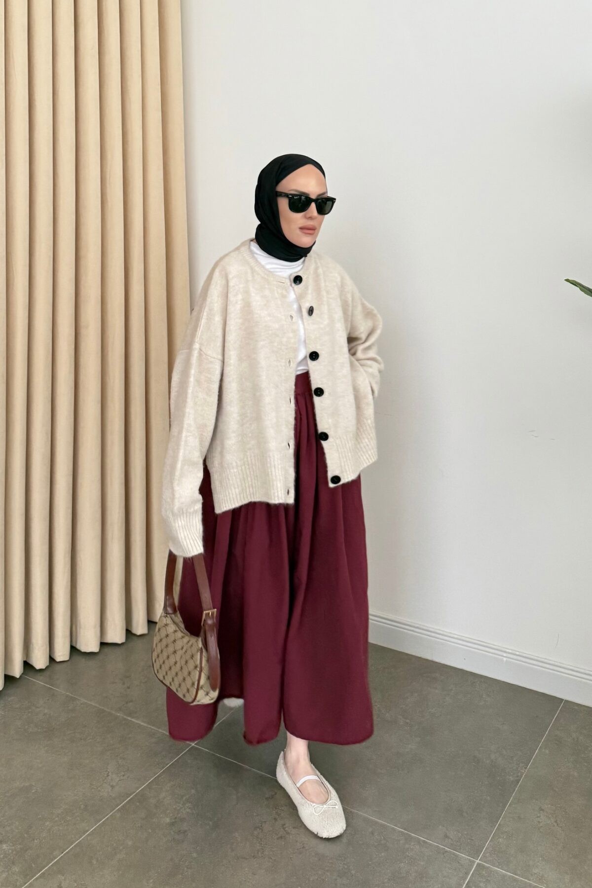 Massimo Model Oversize Hırka Bej