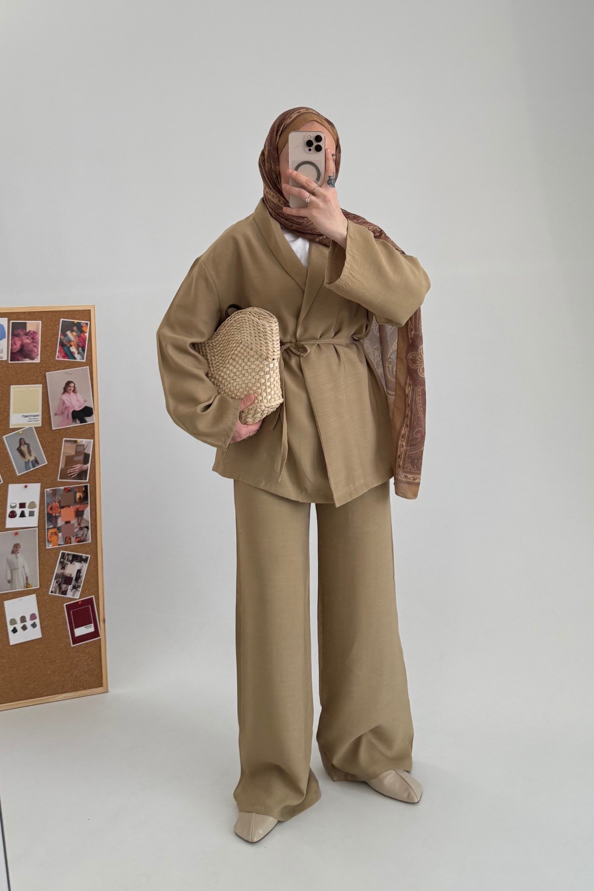 Loft Kimono Ceket Takım Yağ Yeşili