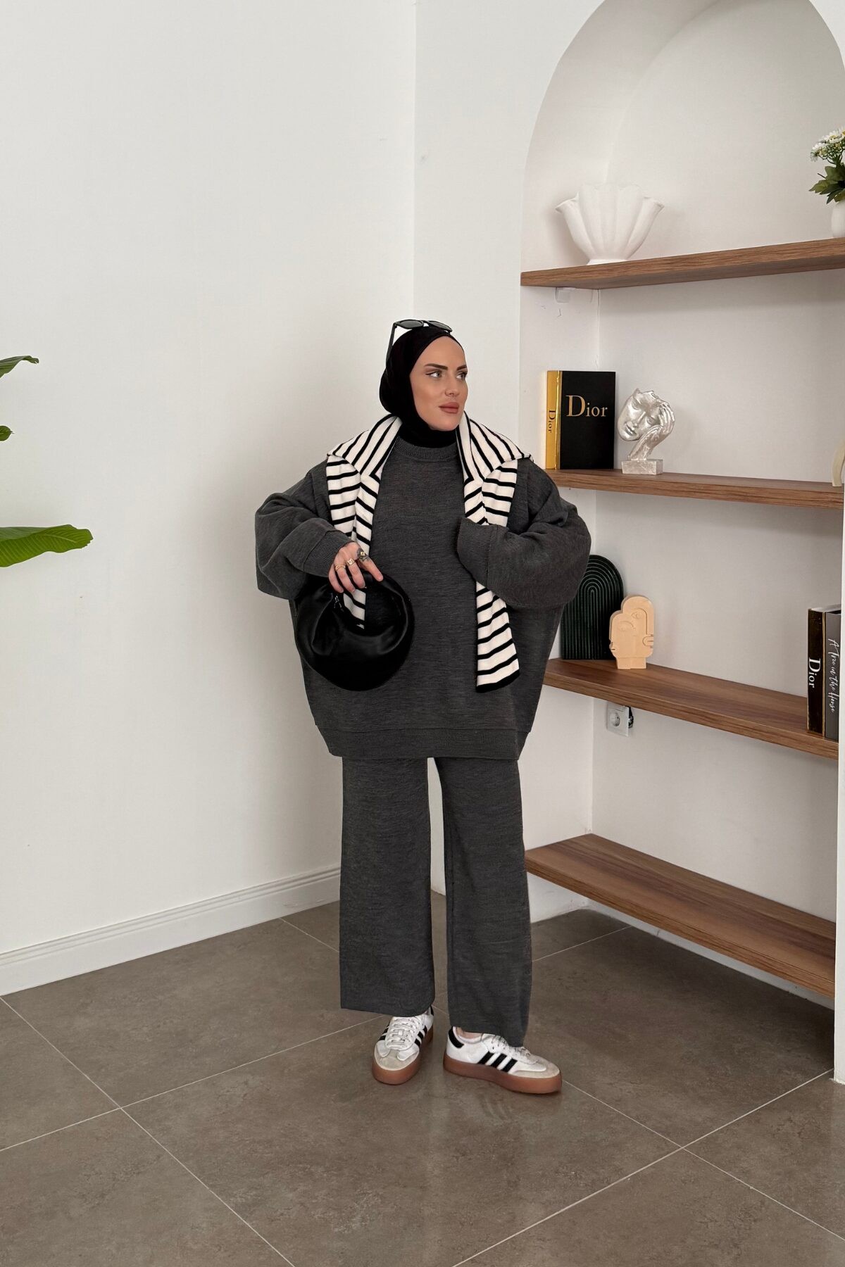 Oversize Sweat Triko Takım Antrasit