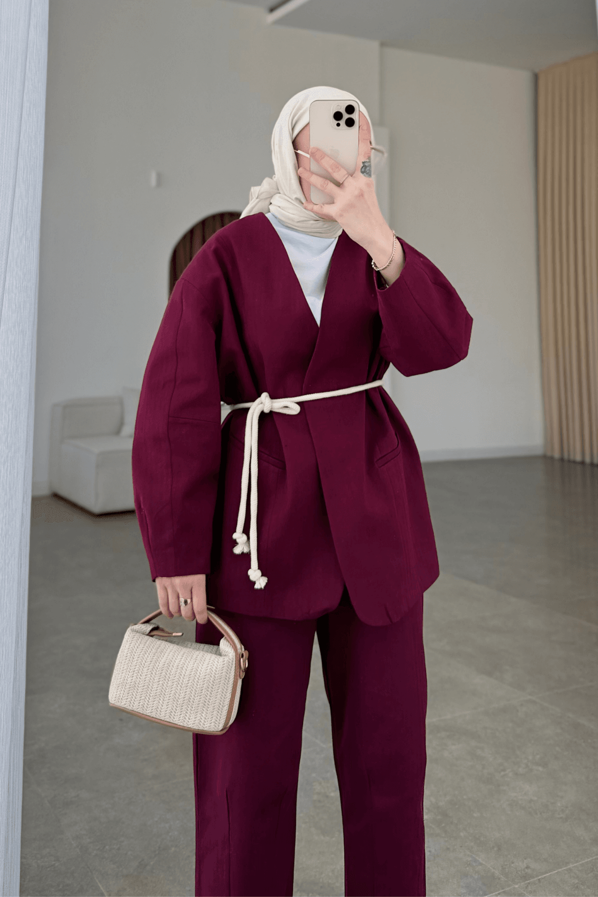 Gabardin Ceket Takım Bordo