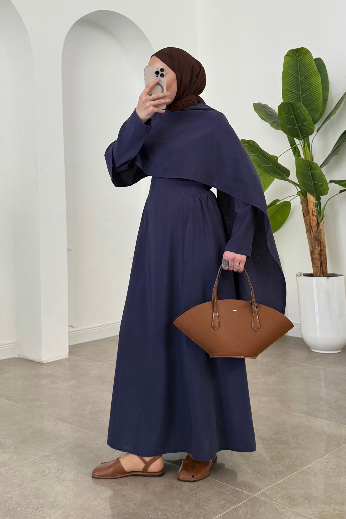 Aura Pelerin Premium Elbise Lacivert