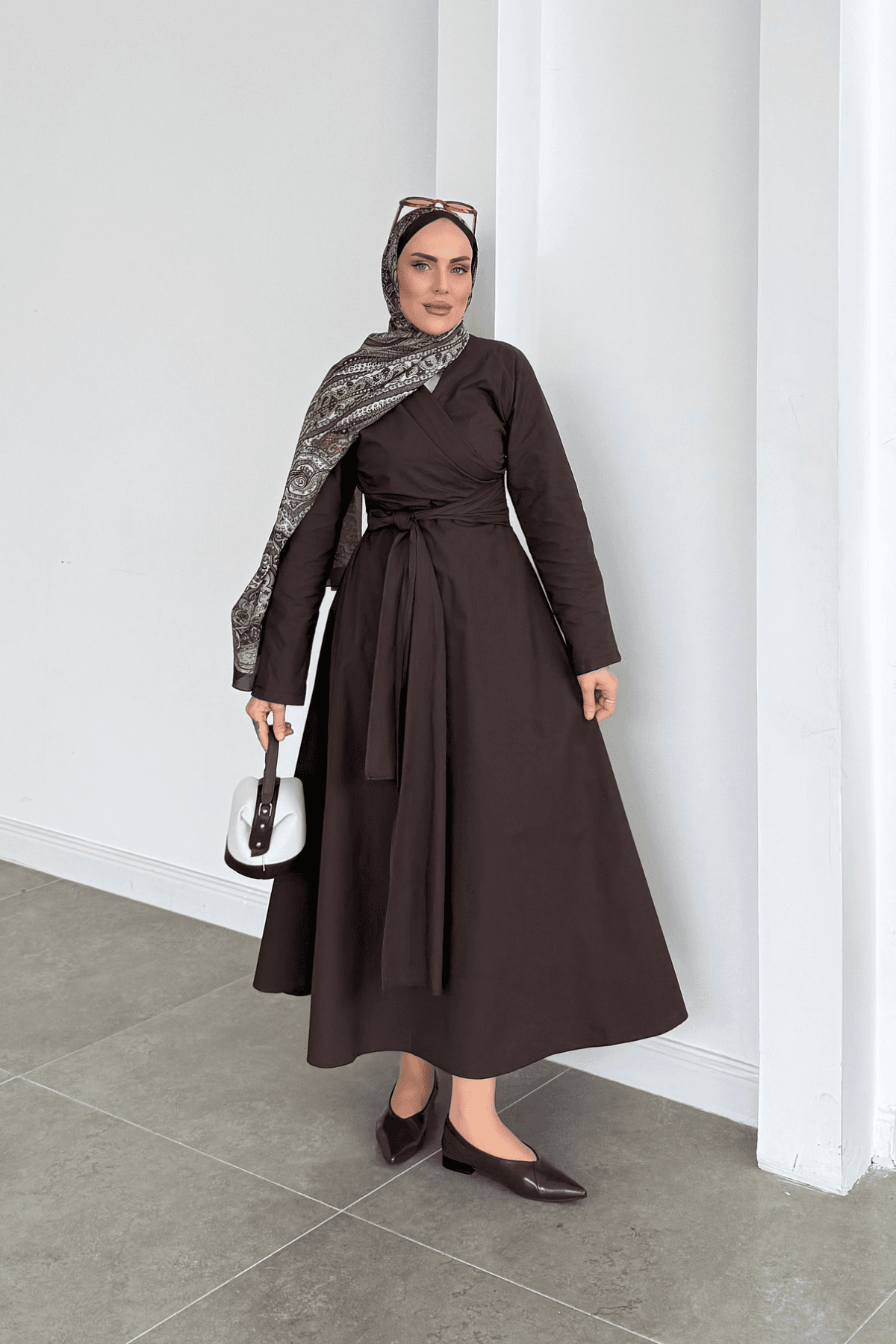 Pinterest Model Poplin Elbise Kahve