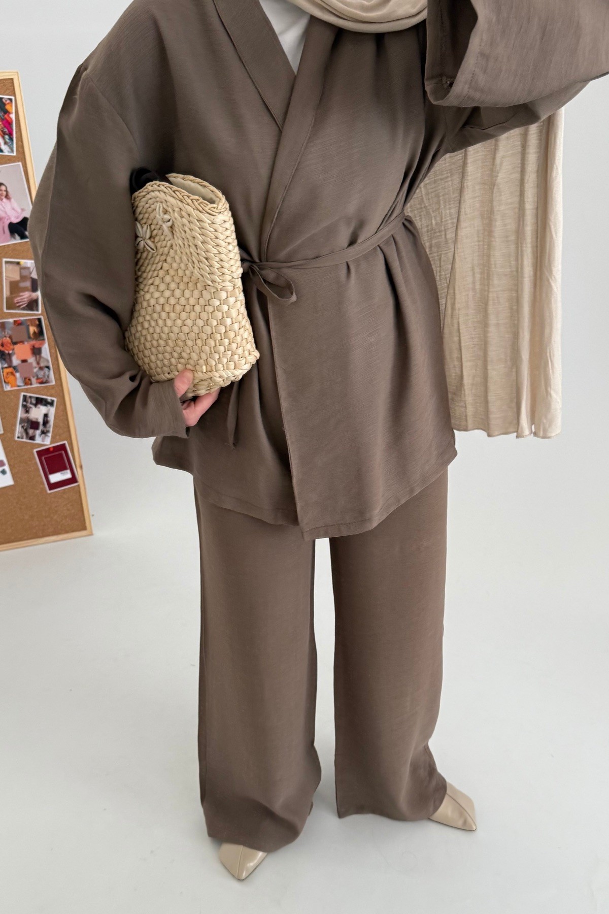 Loft Kimono Ceket Takım Kahve 