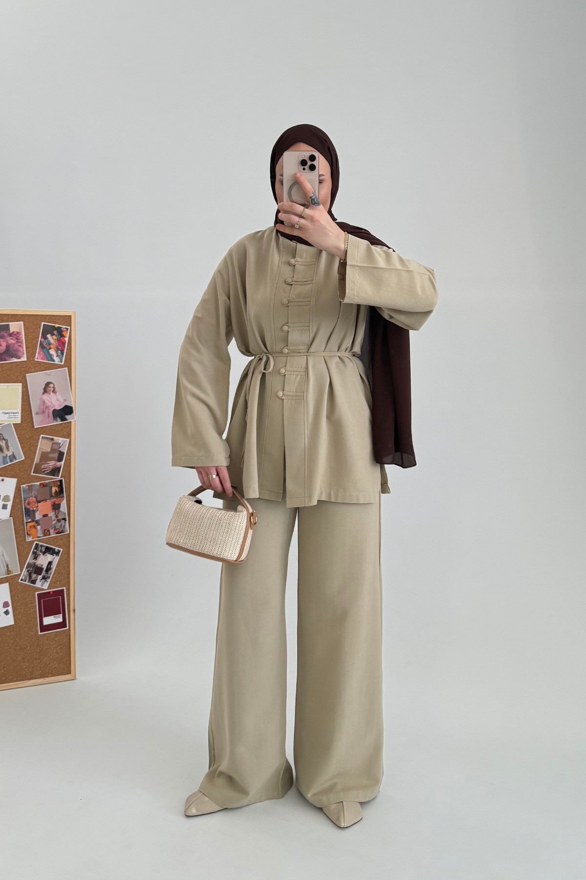 Linen Natural Keten Takım Çağla 