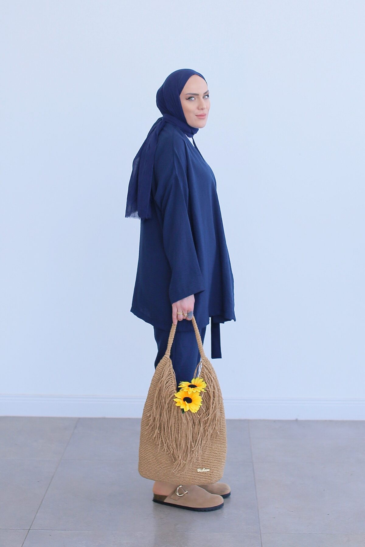 Keten Kimono Takım - Lacivert