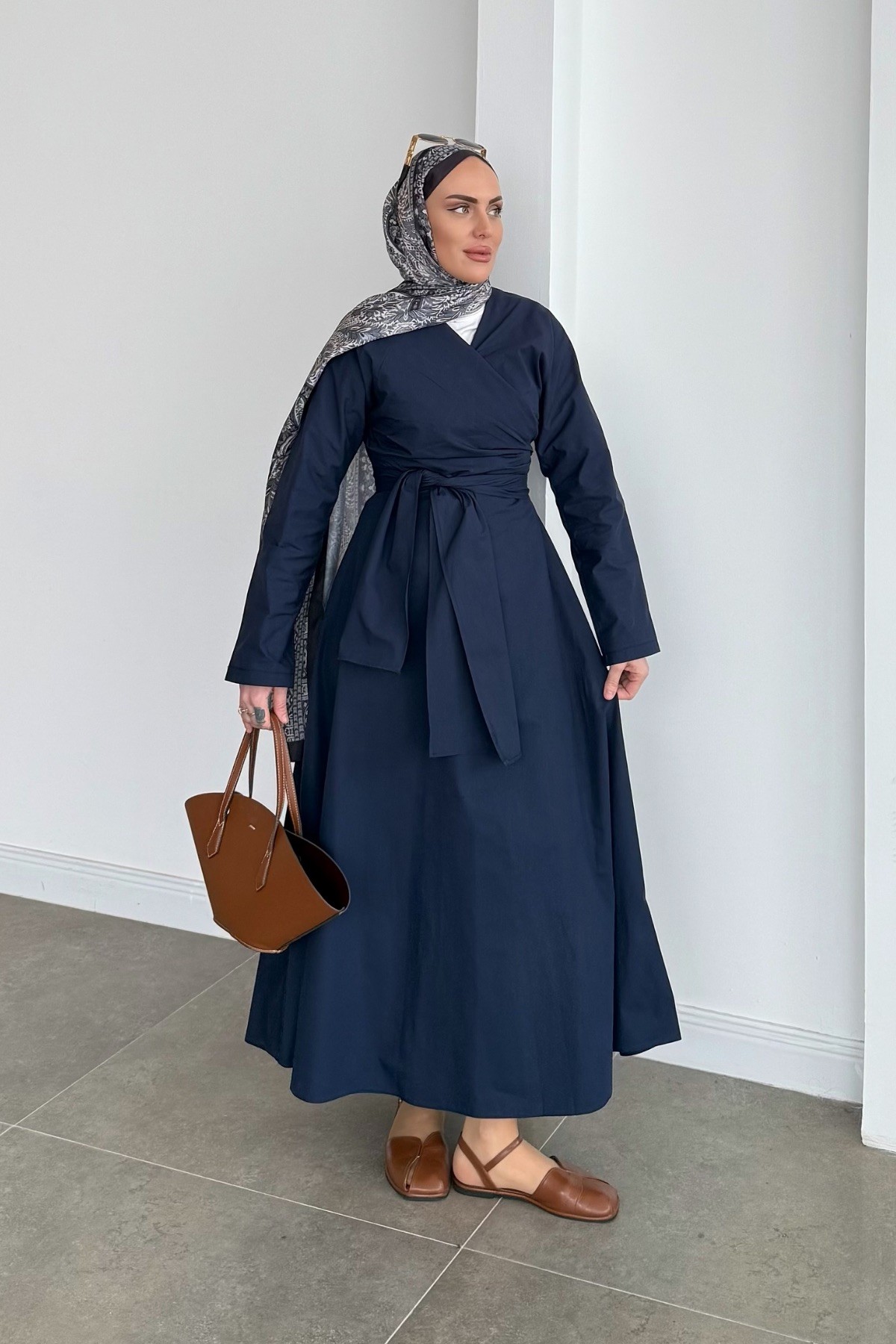 Pinterest Model Poplin Elbise Lacivert