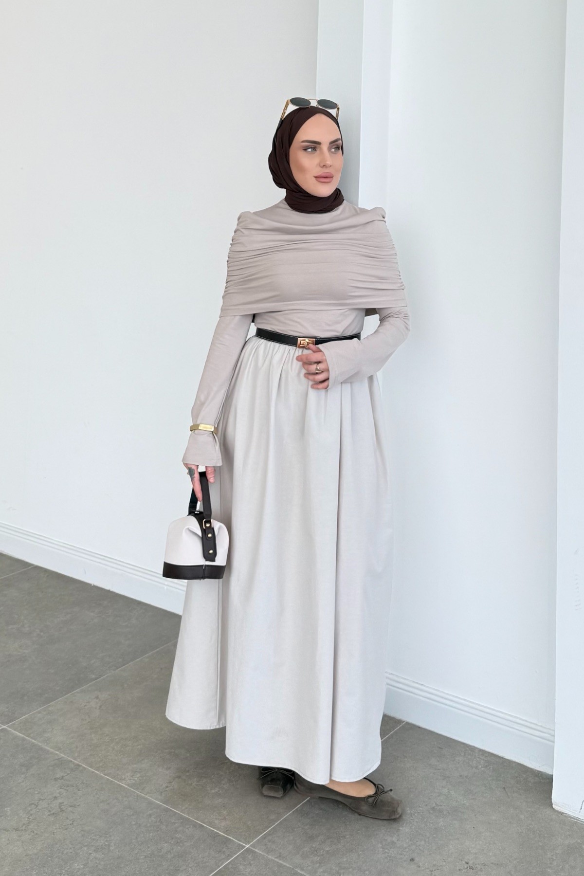 Drape Farah Elbise Taş