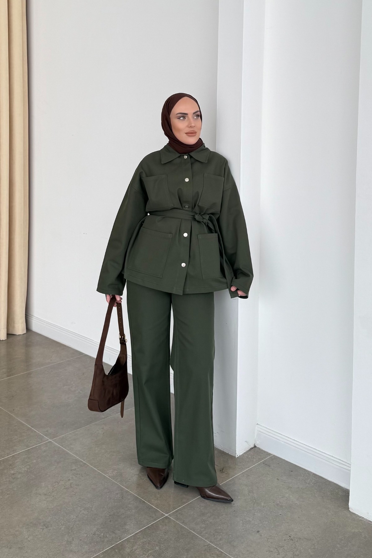 Gabardin Cepli Premium Takım Koyu Yeşil