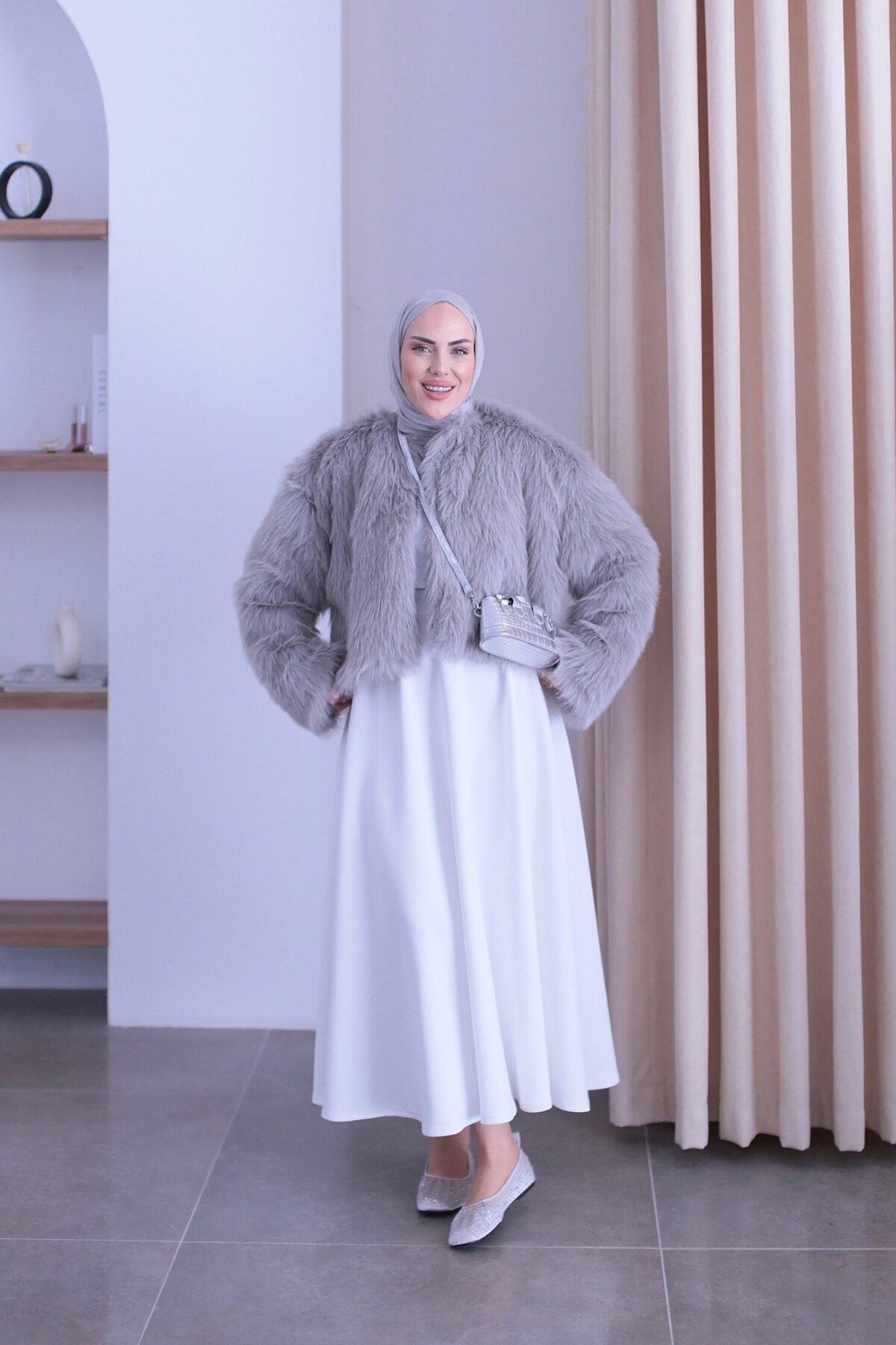 Mngo Model Premium Kürk Gri