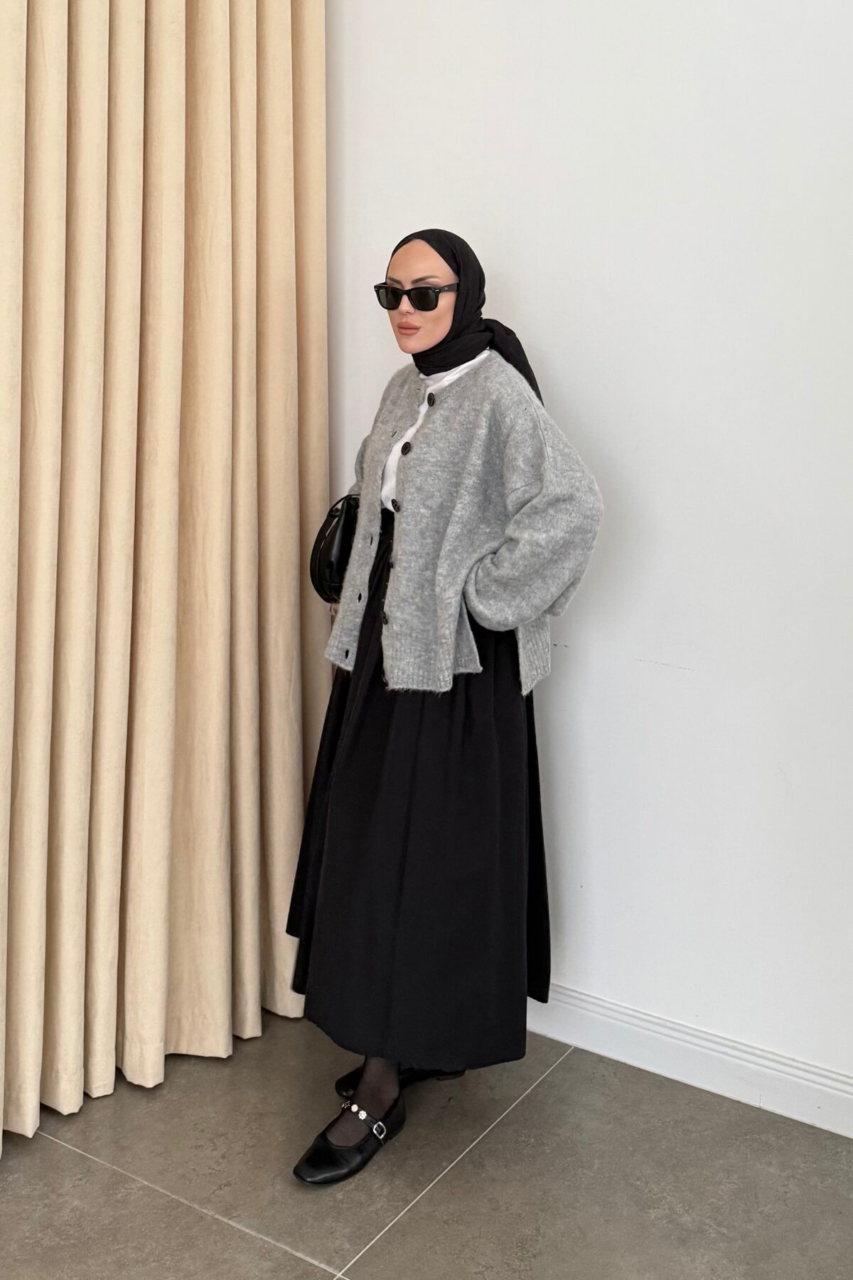 Massimo Model Oversize Hırka Gri