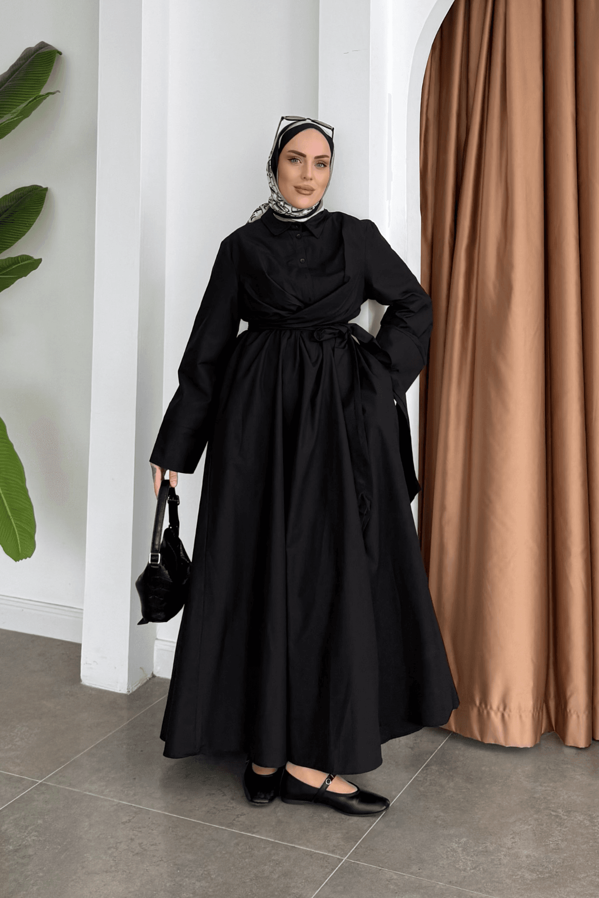Katy Belden Bağlamalı Elbise Siyah