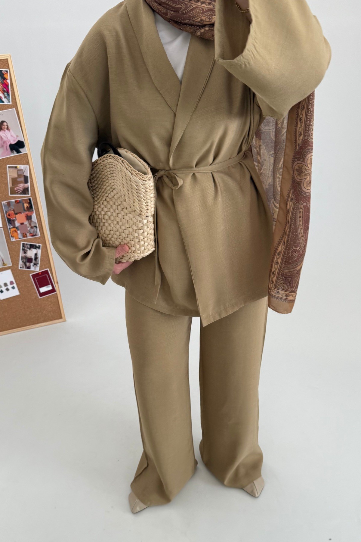 Loft Kimono Ceket Takım Yağ Yeşili