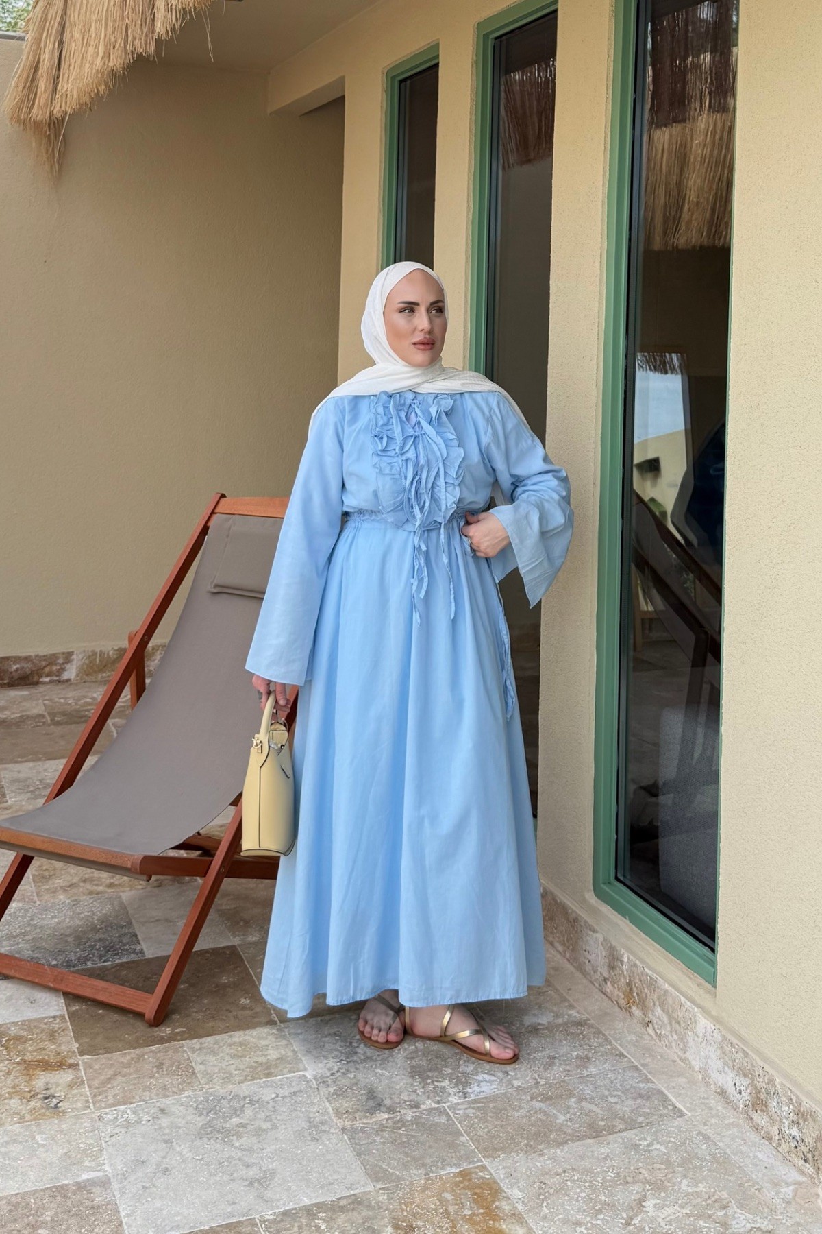 Hm Model Fırfırlı Elbise Bebe Mavi 