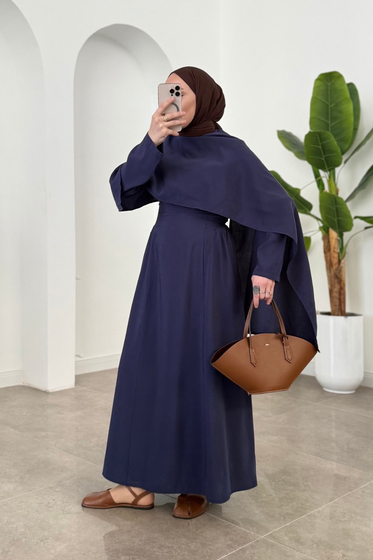 Aura Pelerin Premium Elbise Lacivert