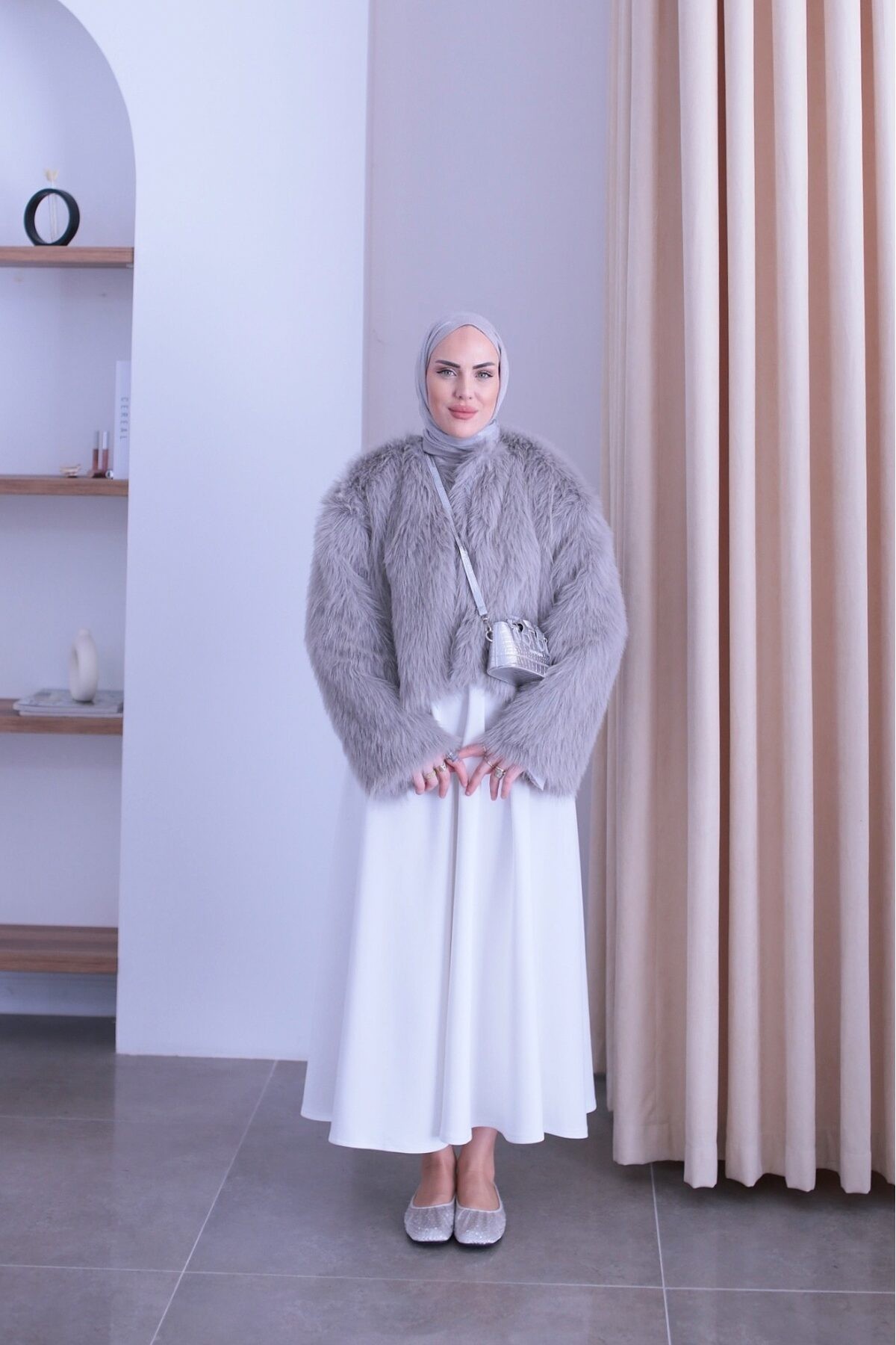 Mngo Model Premium Kürk Gri