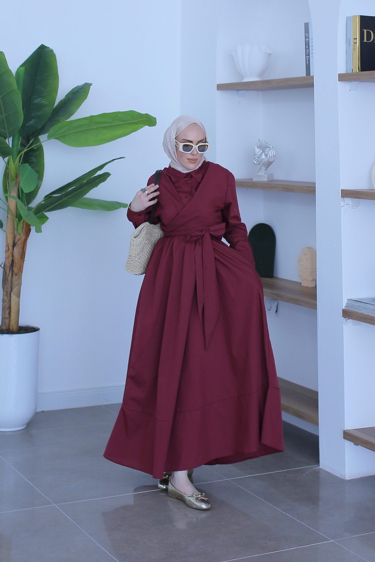 Kuşaklı Tasarım Elbise Cherry
