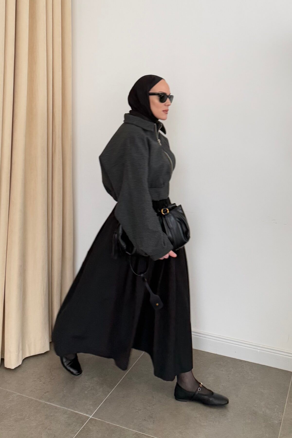 Kaşe Muadil Mini Bomber Ceket Antrasit
