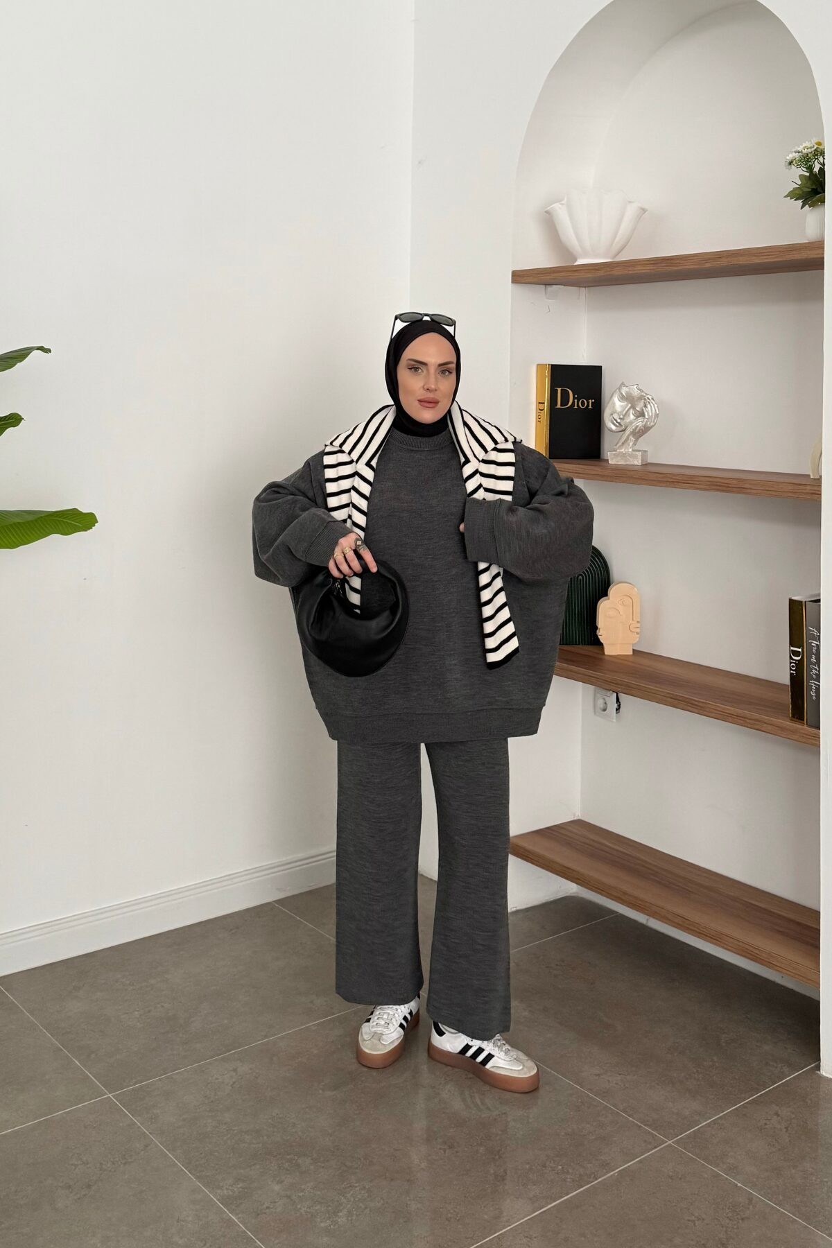 Oversize Sweat Triko Takım Antrasit