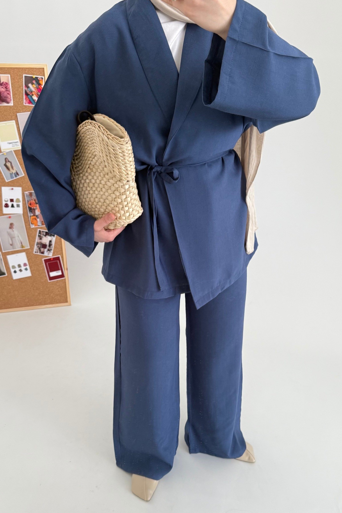 Loft Kimono Ceket Takım İndigo 
