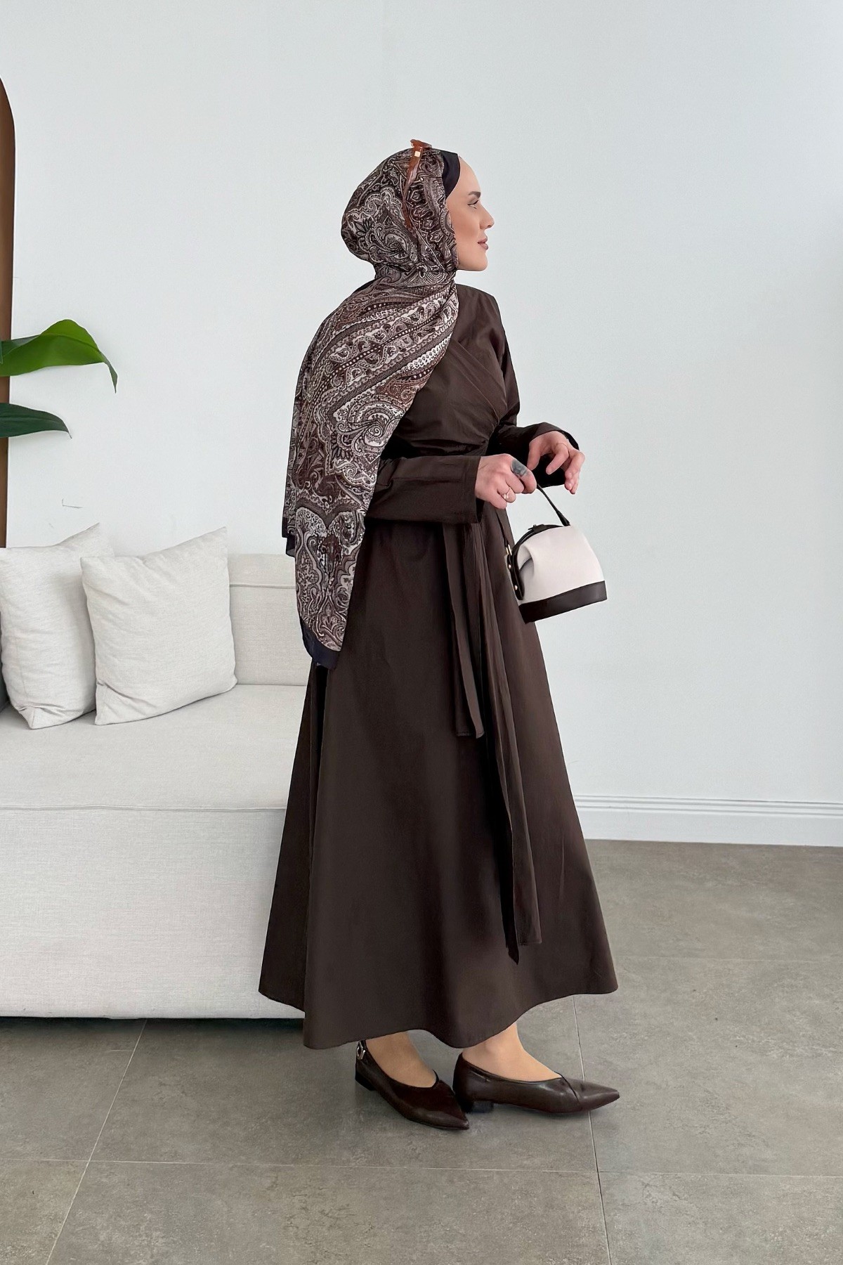 Pinterest Model Poplin Elbise Kahve
