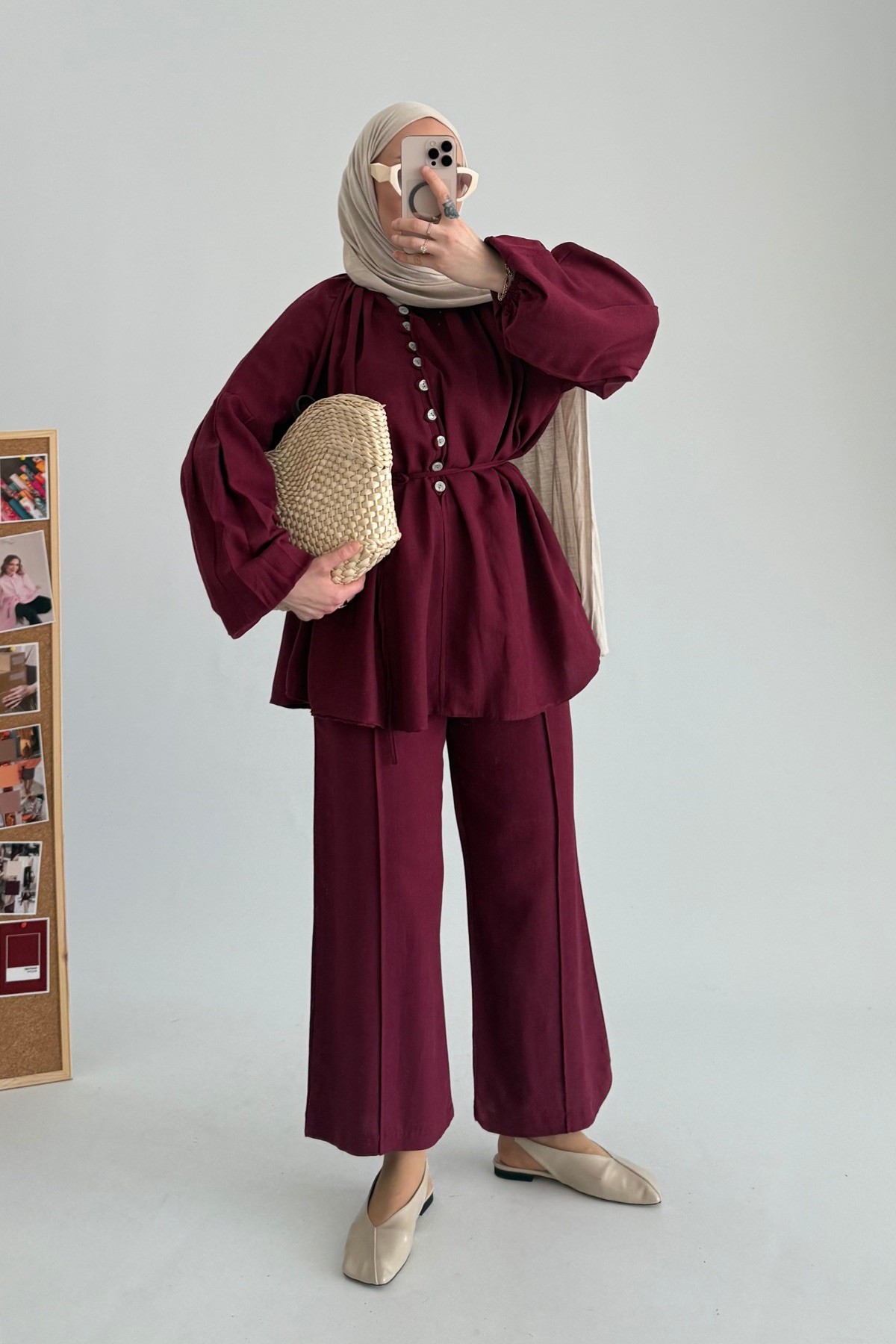 Carel Premium Keten Takım Bordo