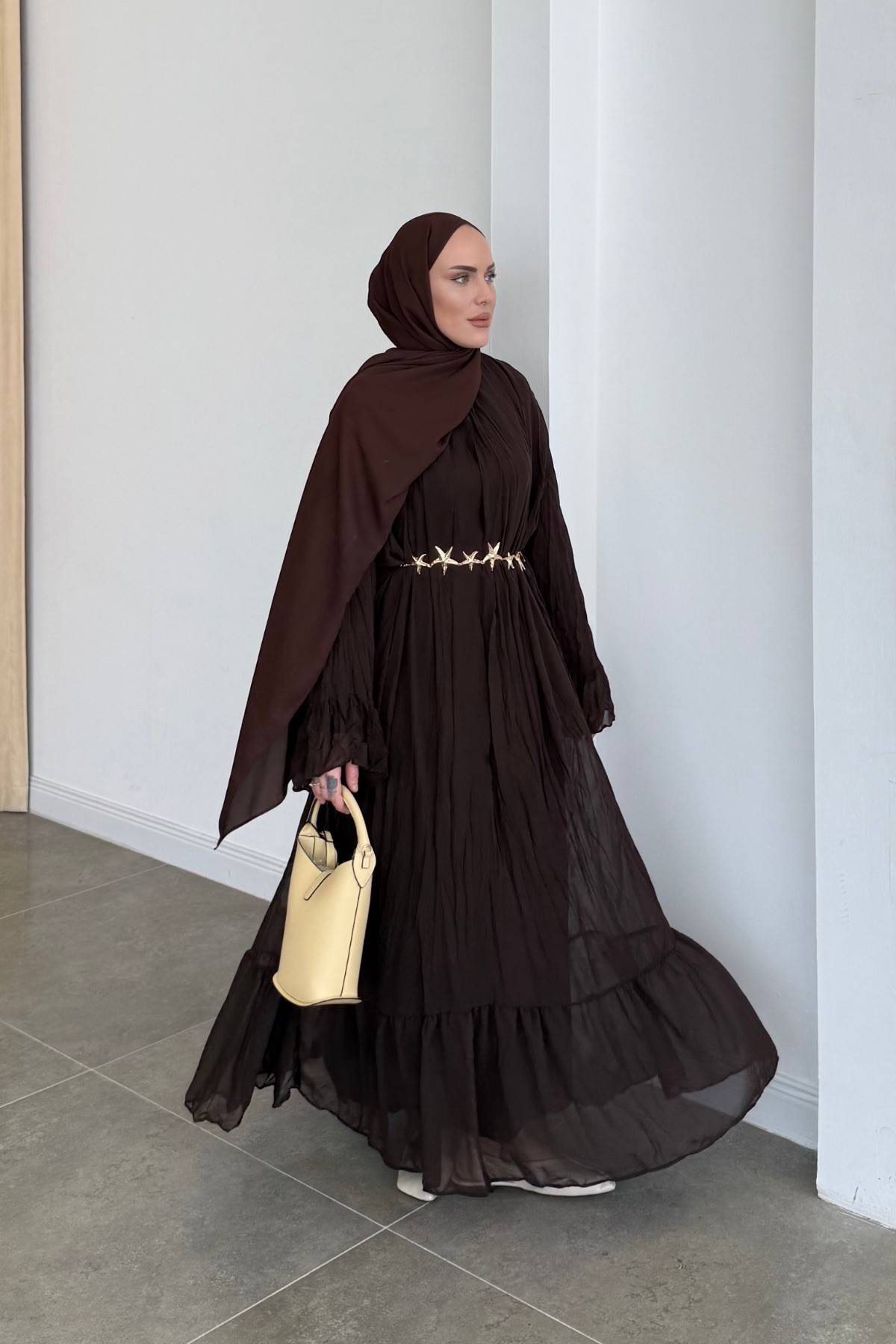 Hm Model Crush Elbise Acı Kahve 