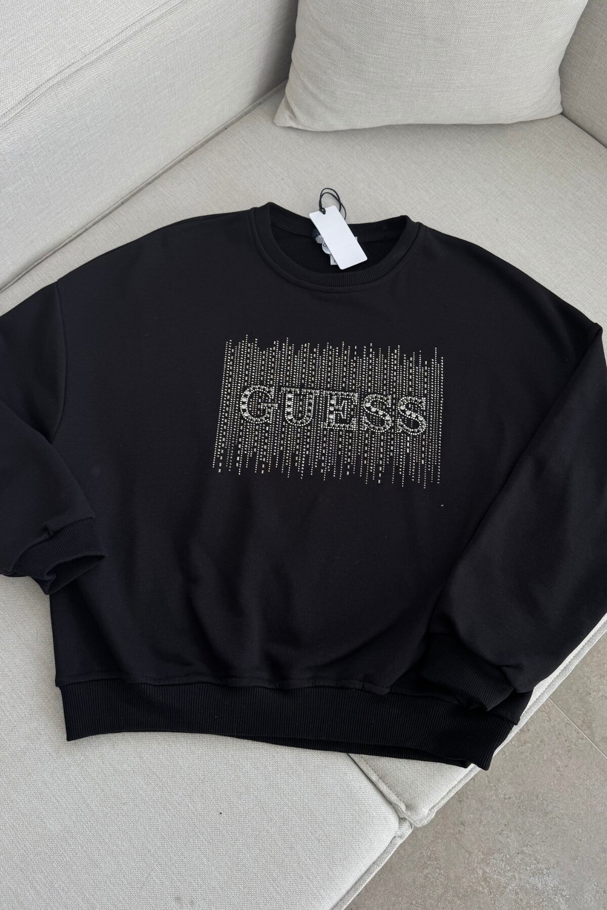 Guess Boncuk İşlemeli Sweat Siyah