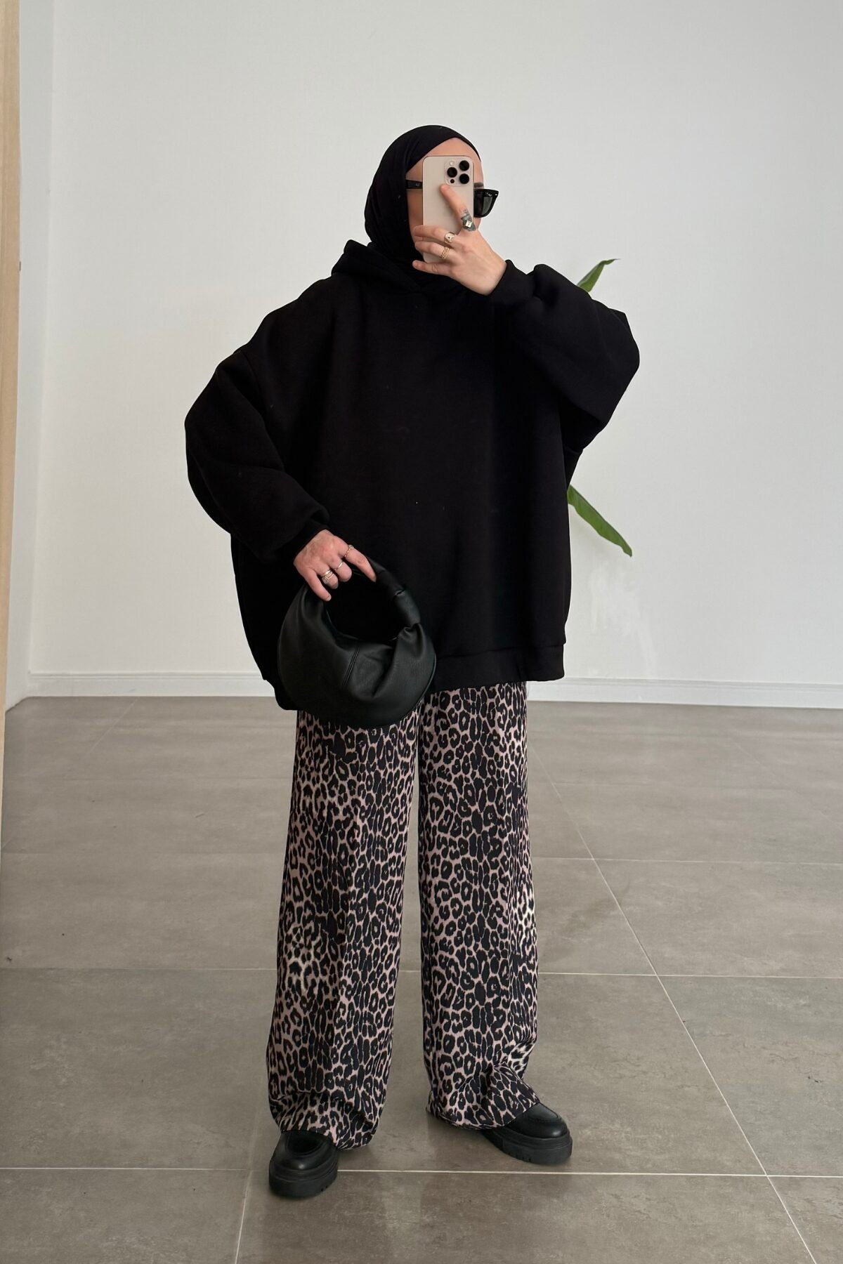Oversize Üç İplik Sweat Siyah