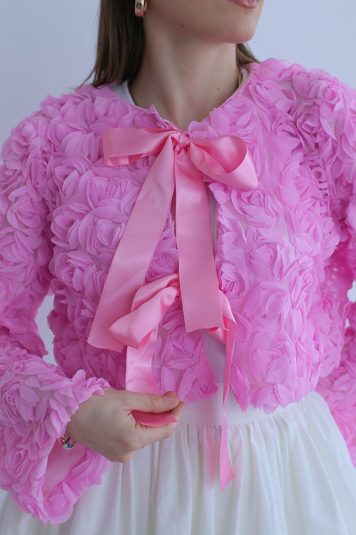 Tasarım Flowers Mini Ceket - Pembe