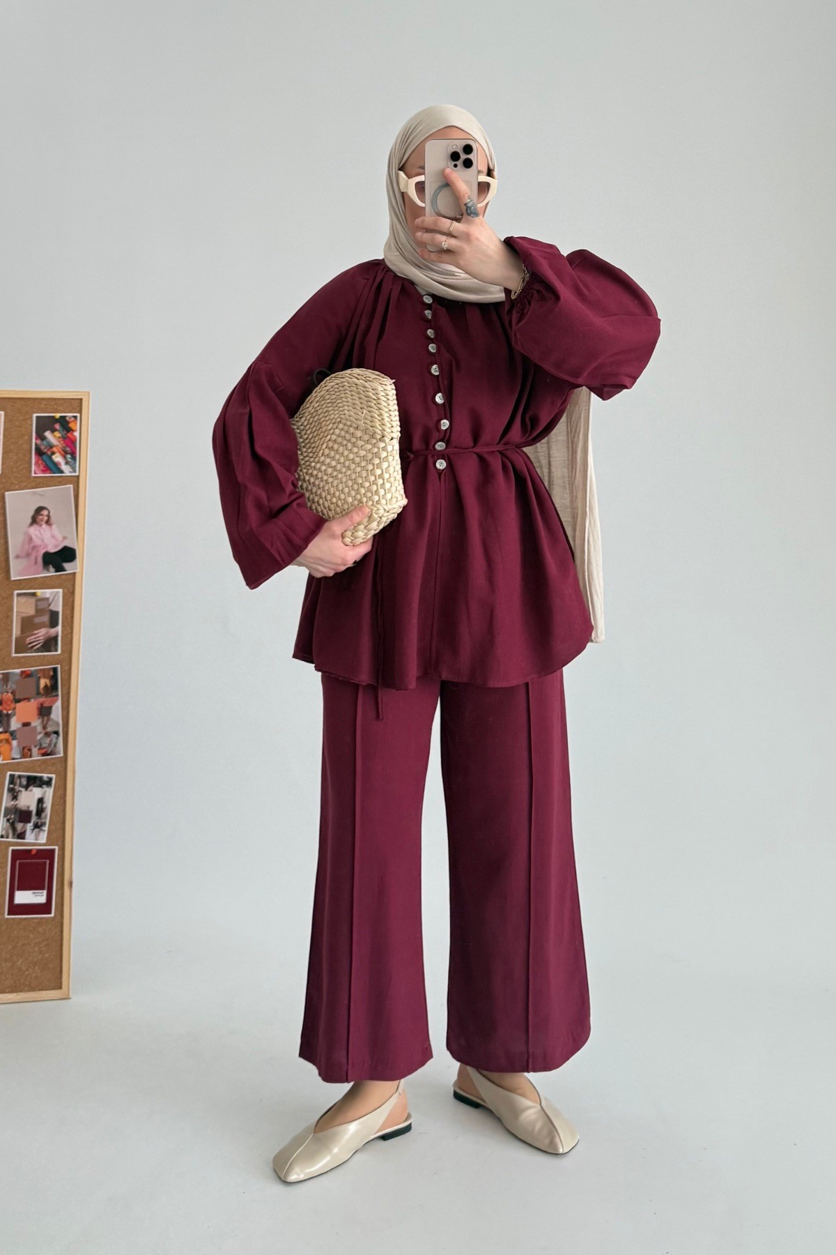 Carel Premium Keten Takım Bordo