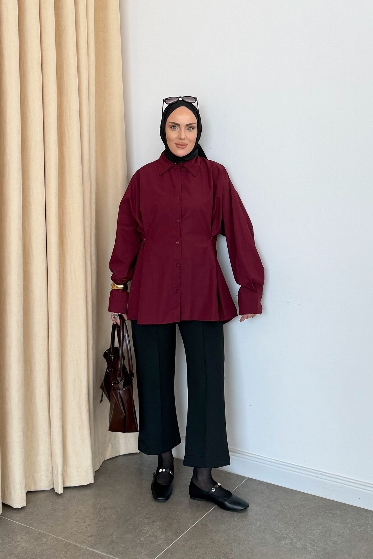 Belden Düğmeli ZR Model Gömlek Bordo