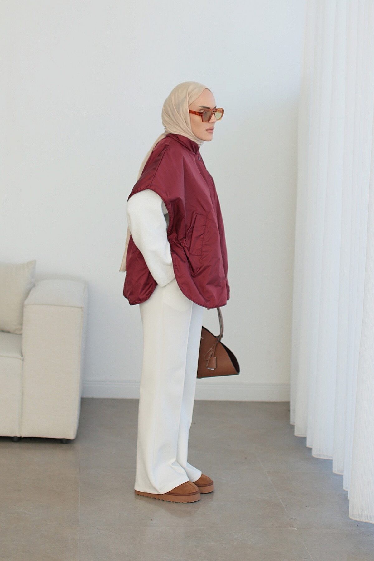 Cos Model Yelek Bordo