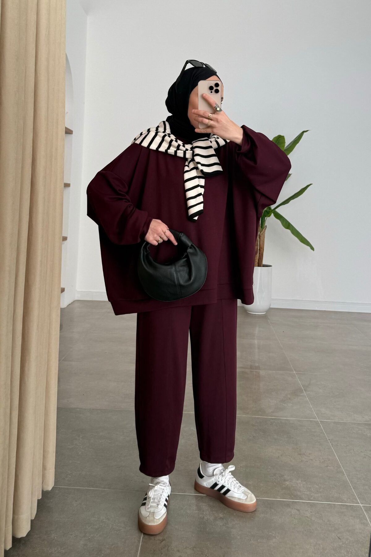 Oysh. Oversize Premium Takım Bordo
