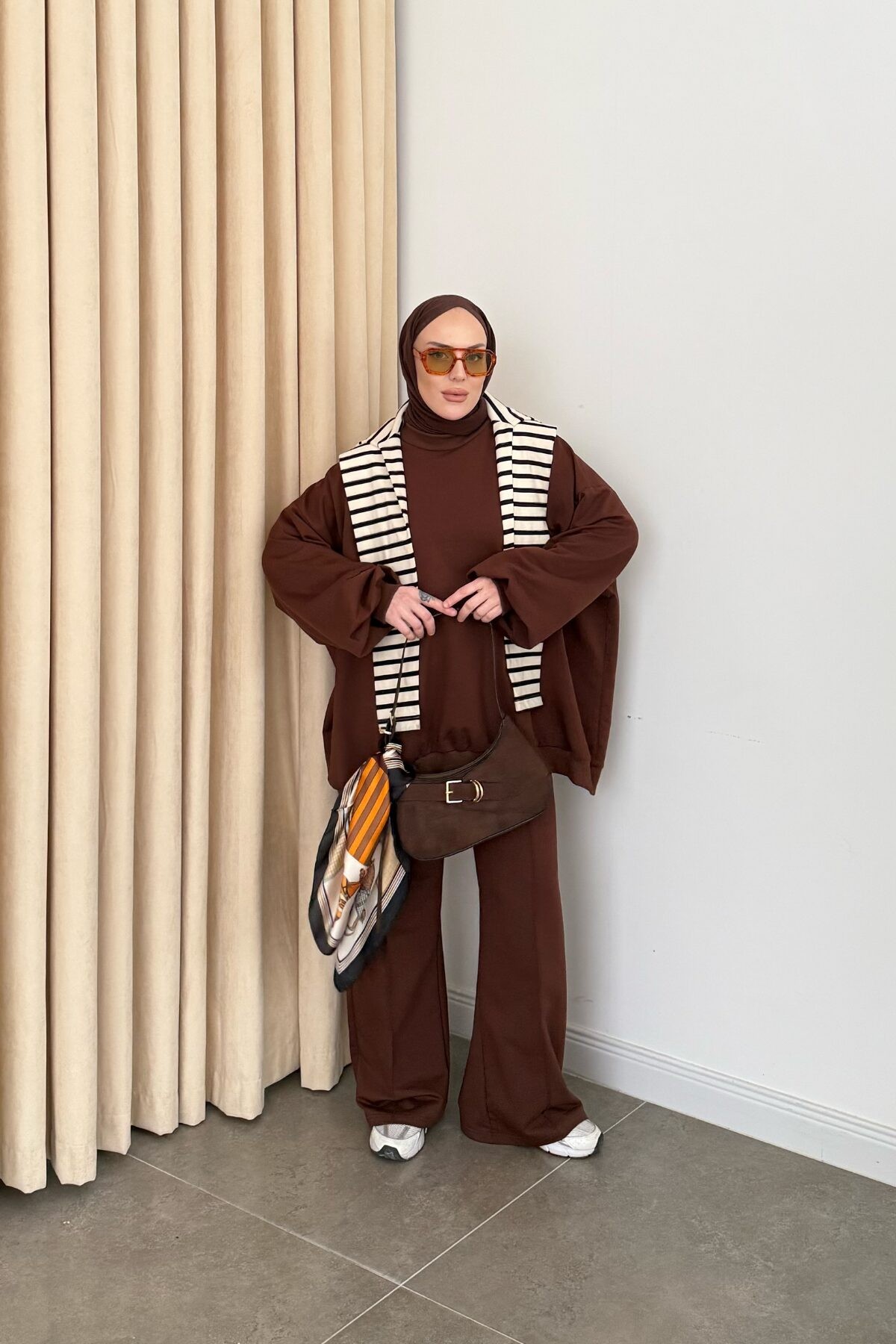 Oversize Çımalı Takım Acı Kahve