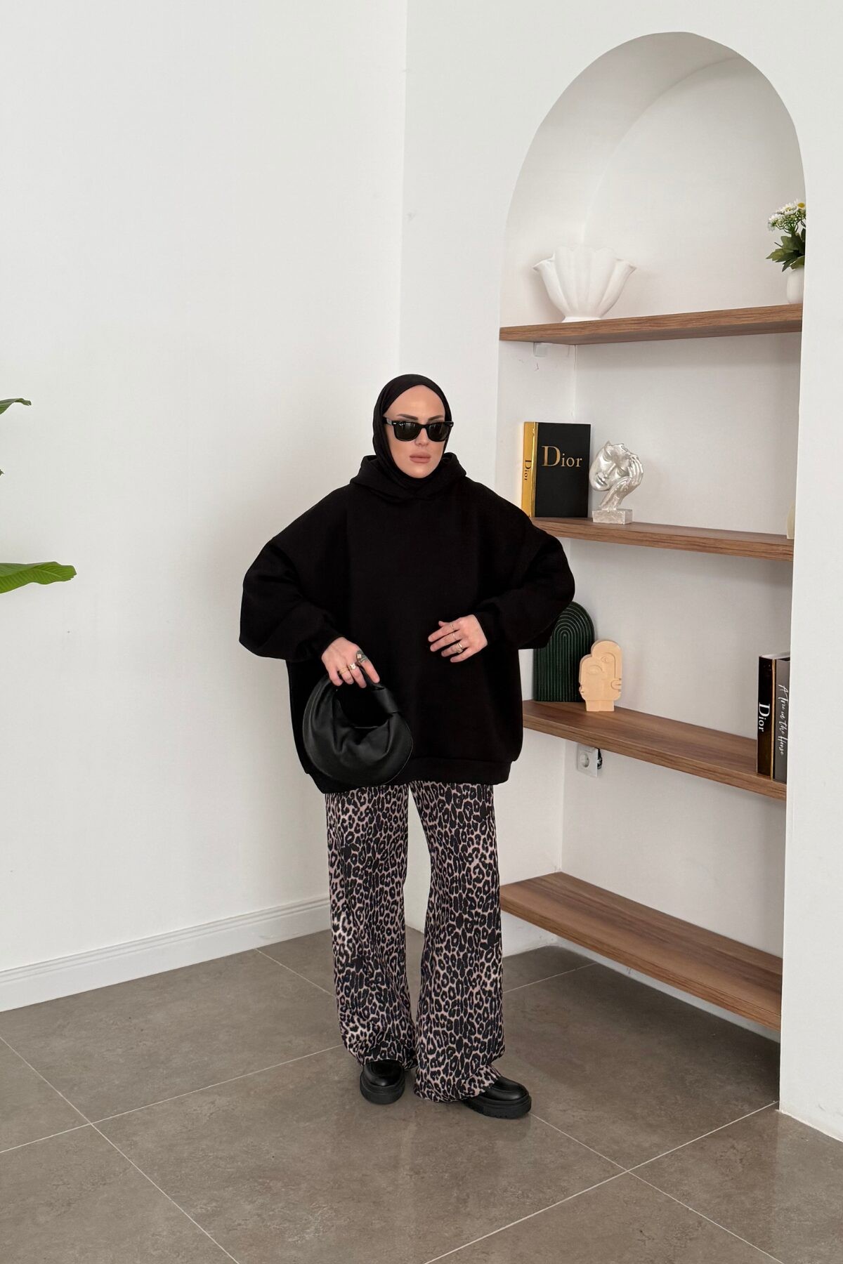 Oversize Üç İplik Sweat Siyah