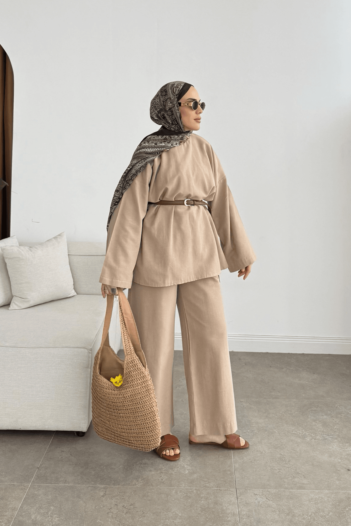 Basic Premium Keten Takım Bej