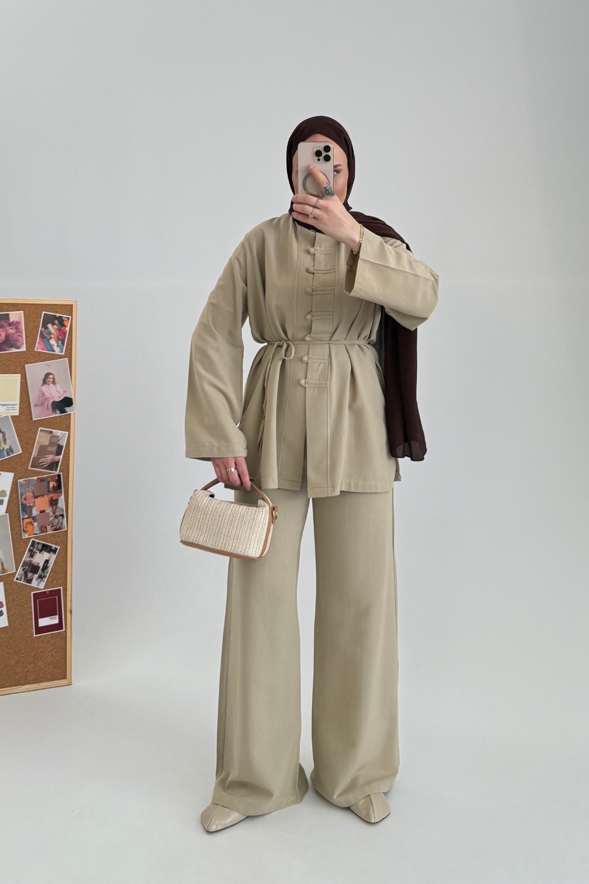 Linen Natural Keten Takım Çağla 
