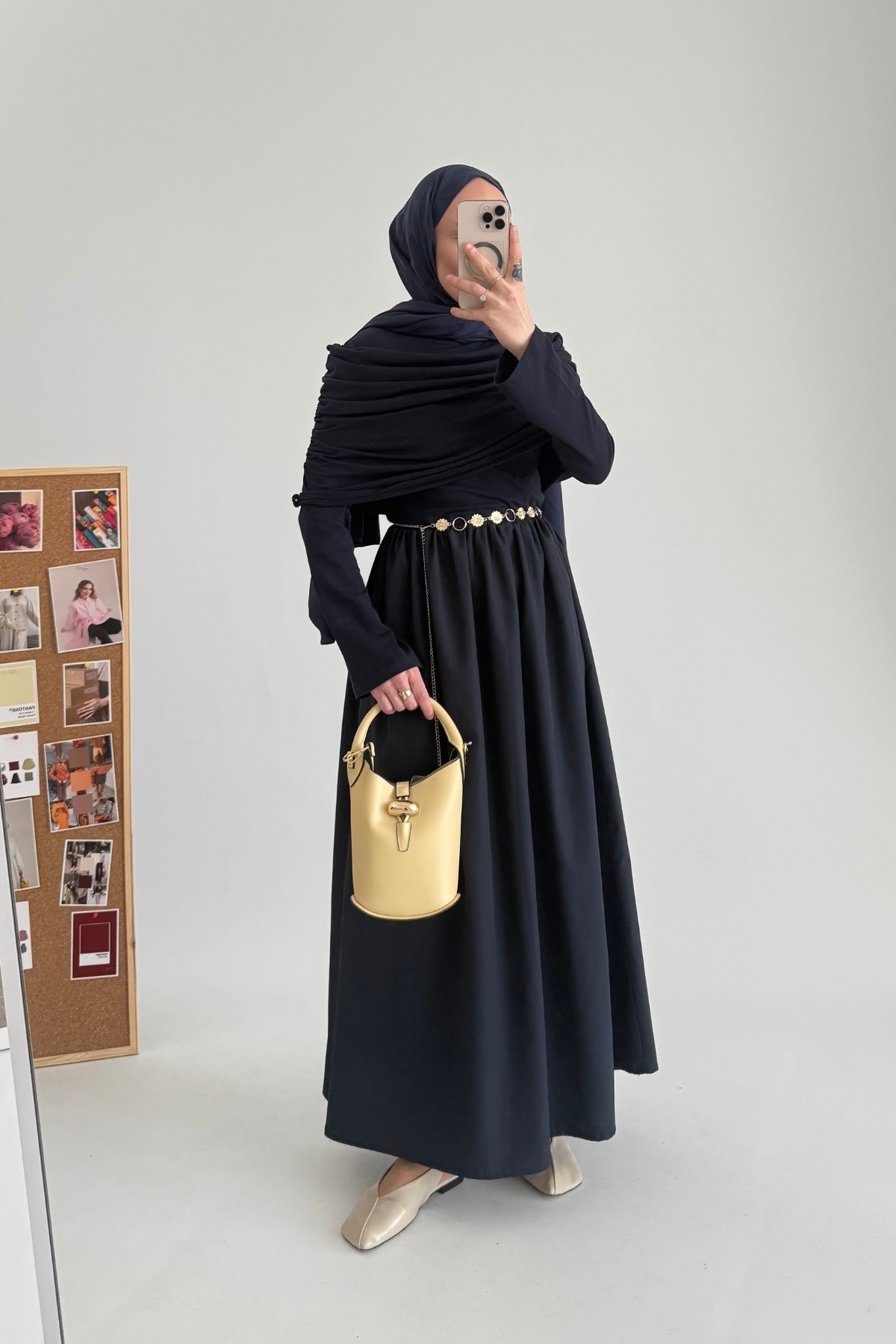 Drape Farah Elbise Lacivert 