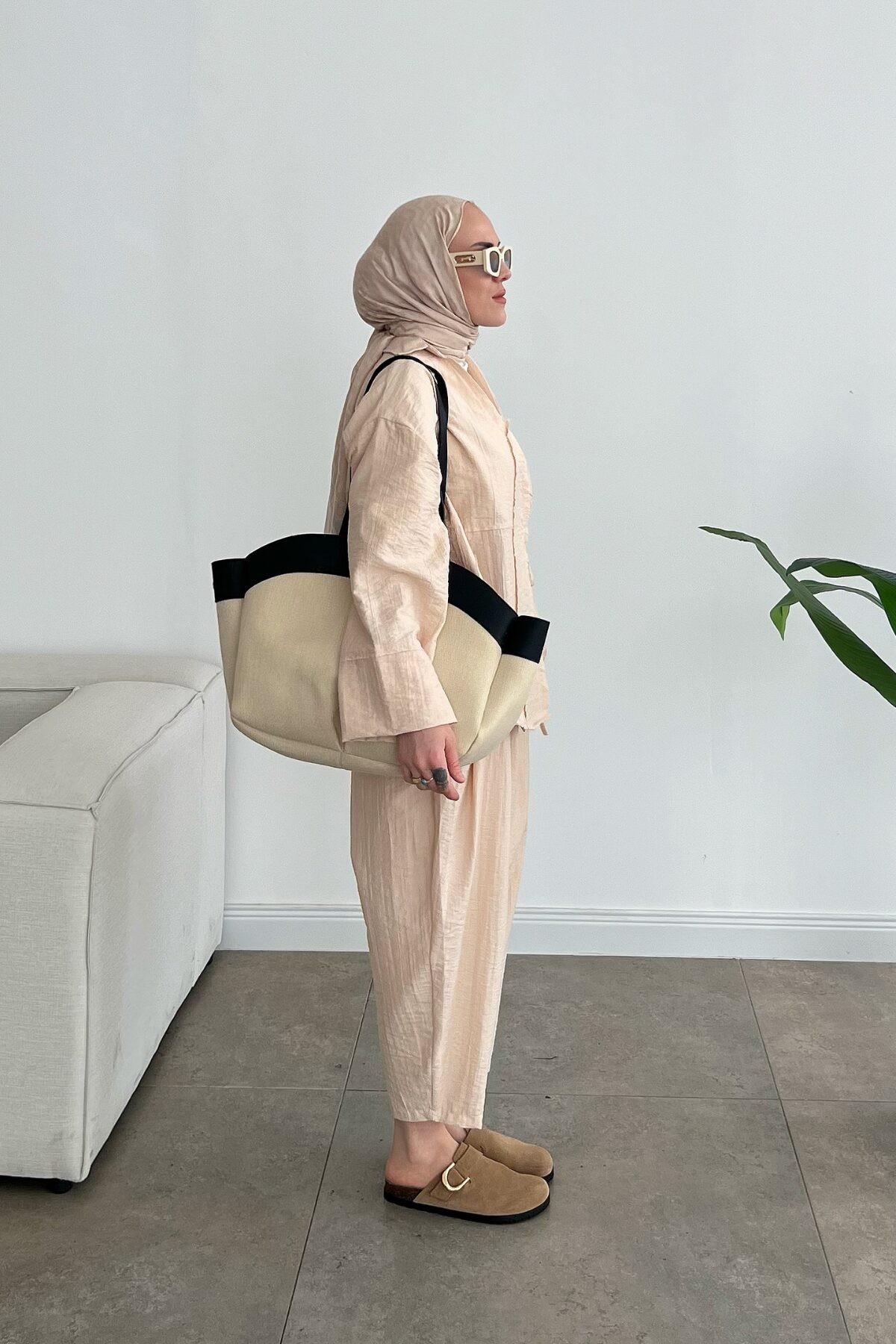 Pinterest Keten Takım - Bej