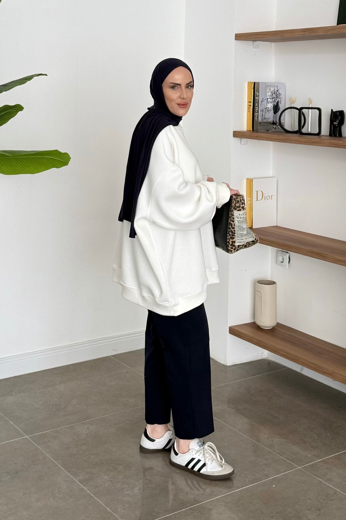 Zra Model Oversize Sweat Beyaz