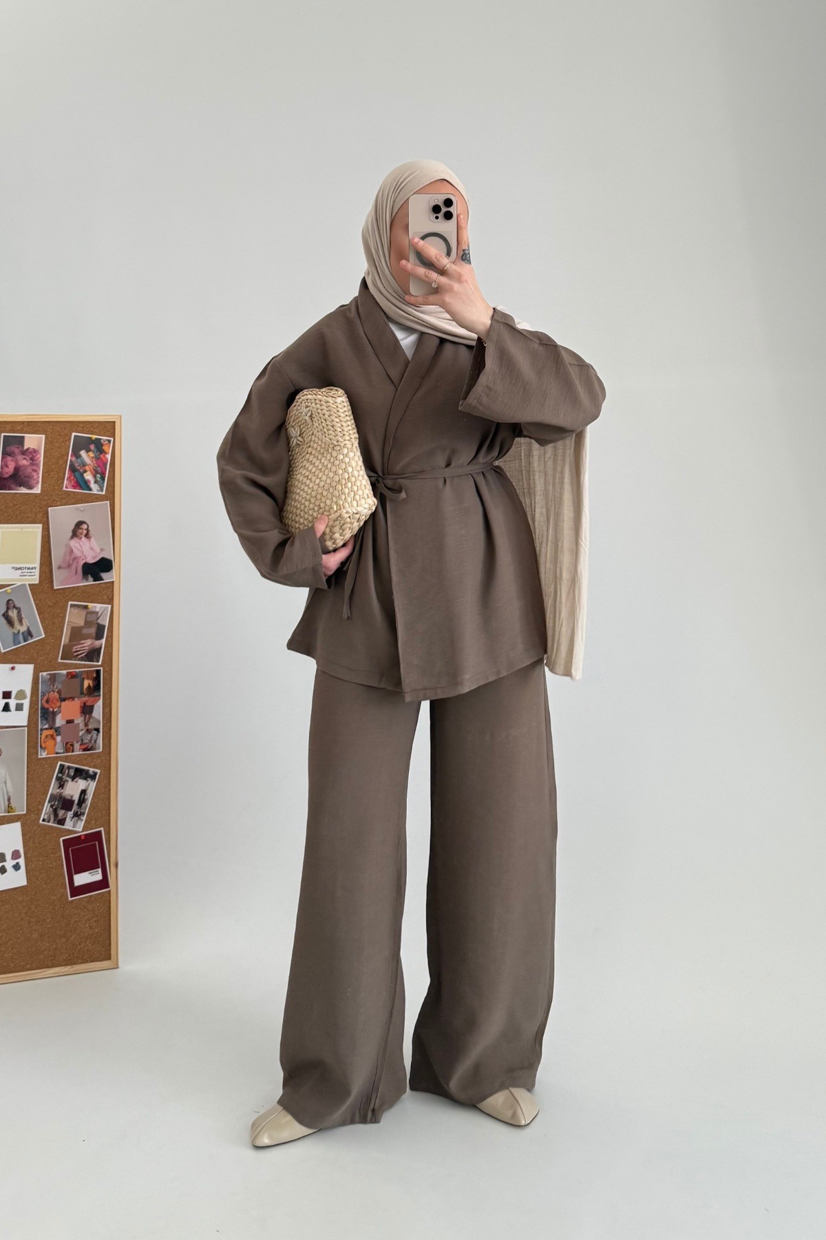 Loft Kimono Ceket Takım Kahve 