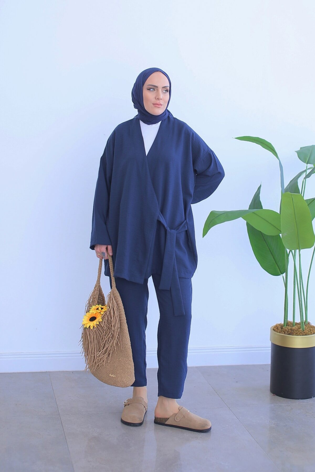 Keten Kimono Takım - Lacivert