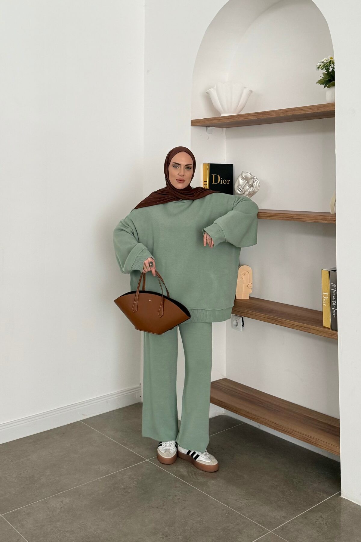 Oversize Sweat Triko Takım Mint Yeşili