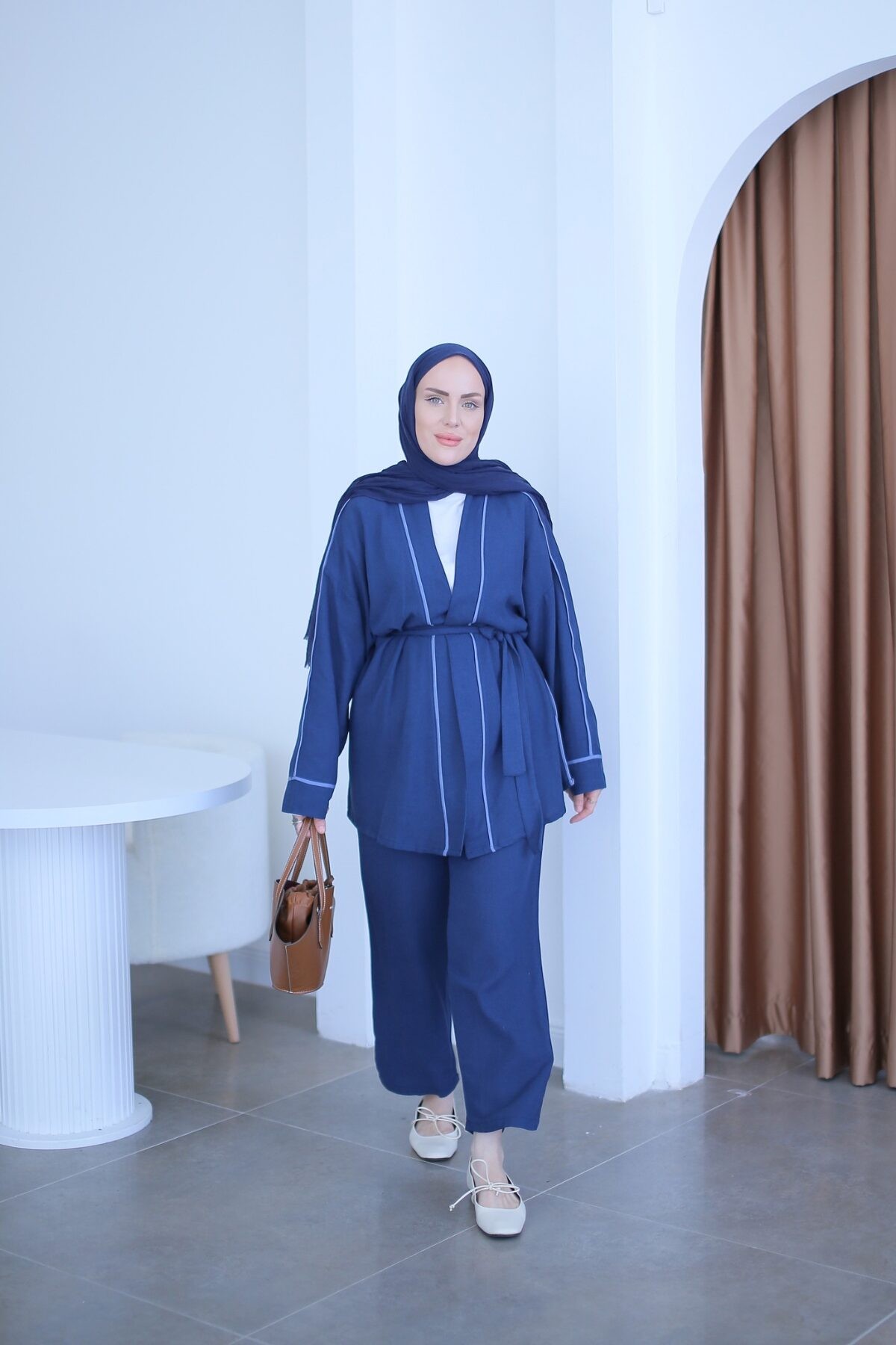 Biyeli Kimono Takım Lacivert